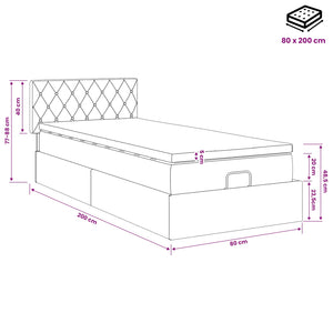 Κρεβάτι Ottoman με στρώμα με κεφαλάρι Ροζ 80 x 200 cm Βελούδο - Pakobazaar