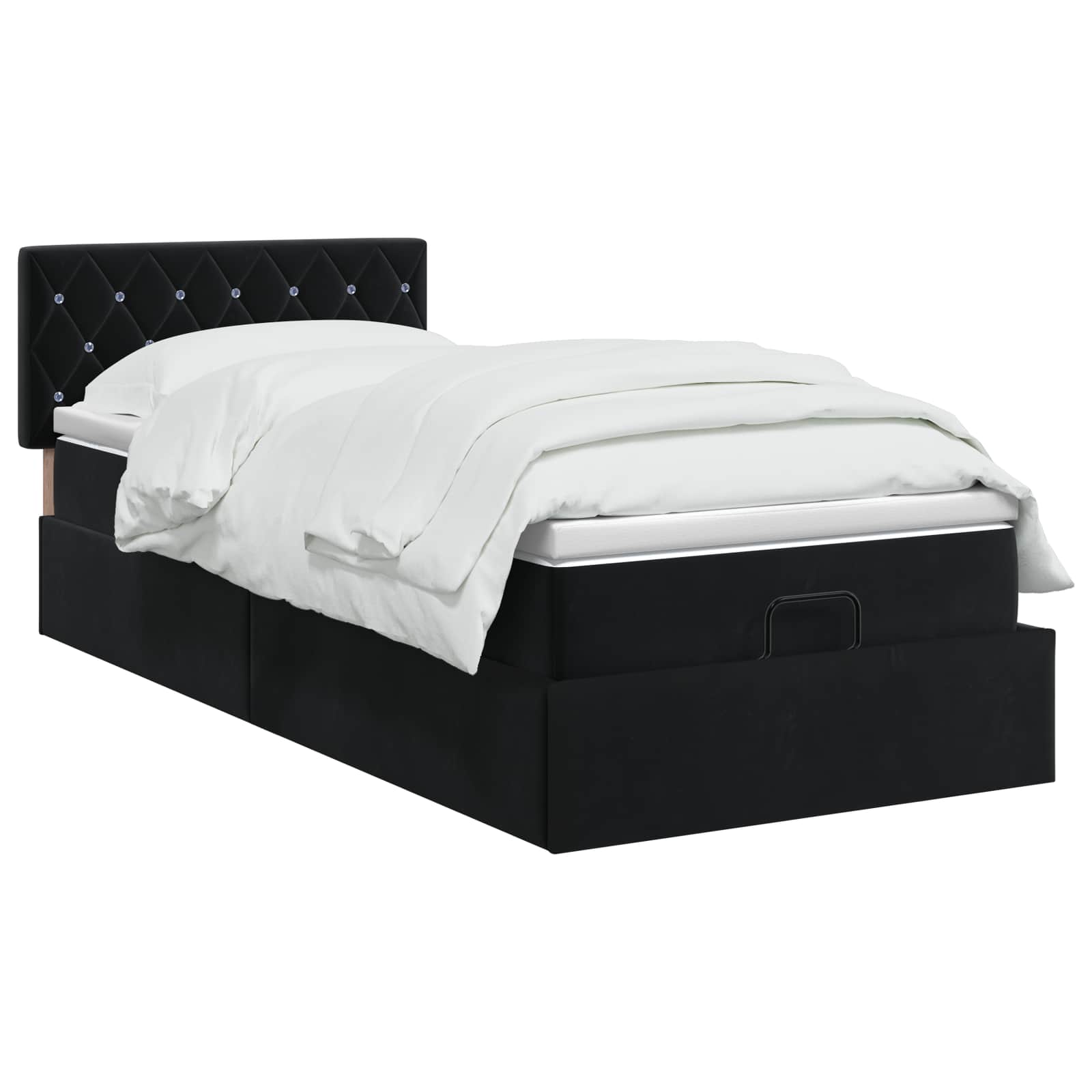 Κρεβάτι Ottoman με στρώμα με κεφαλάρι Μαύρο 90 x 200 cm Βελούδο