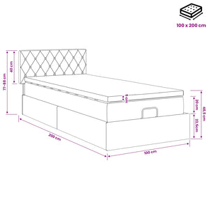 Κρεβάτι Ottoman με στρώμα Σκούρο Γκρι 100 x 200 cm Βελούδο - Pakobazaar