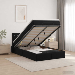 Κρεβάτι Ottoman με Στρώμα και LED Μαύρο 120 x 200 cm Βελούδο - Pakobazaar