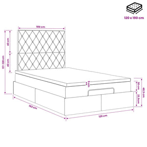 Κρεβάτι Ottoman με στρώμα Σκούρο Μπλε 120 x 190 cm Βελούδο