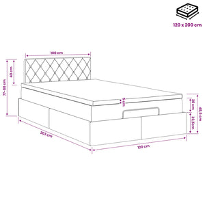 Κρεβάτι Ottoman με στρώμα Σκούρο Γκρι 120 x 200 cm Βελούδο - Pakobazaar