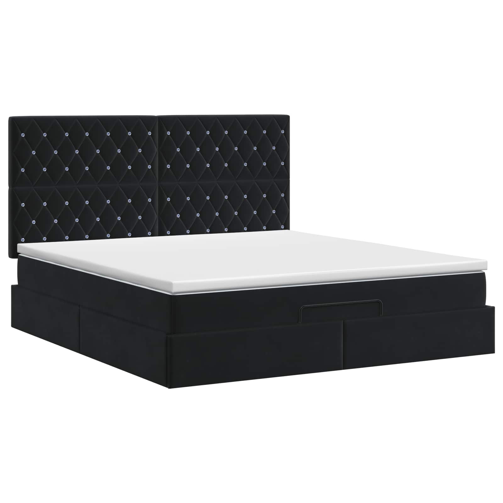 Κρεβάτι Ottoman με στρώμα Μαύρο 140 x 200 cm Βελούδο - Pakobazaar