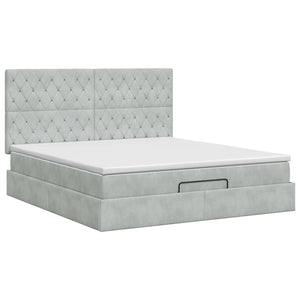 Κρεβάτι Ottoman με στρώμα Ανοιχτό γκρι 180 x 200 cm Βελούδο - Pakobazaar