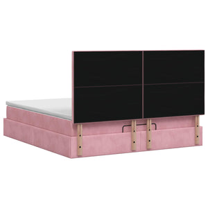 Κρεβάτι Ottoman με στρώμα με κεφαλάρι Ροζ 180 x 200 cm Βελούδο