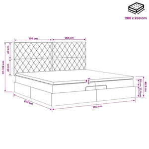 Κρεβάτι Ottoman με στρώμα Σκούρο Γκρι 200 x 200 cm Βελούδο - Pakobazaar
