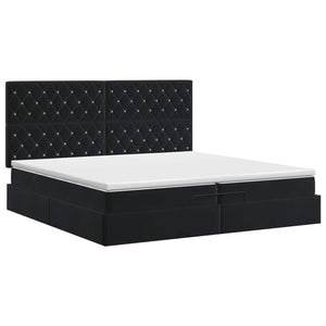 Κρεβάτι Ottoman με στρώμα Μαύρο 200 x 200 cm Βελούδο - Pakobazaar
