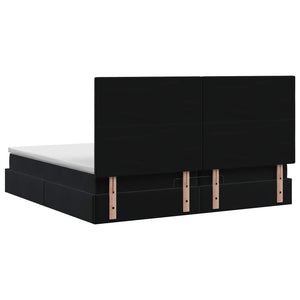 Κρεβάτι Ottoman με στρώμα Μαύρο 200 x 200 cm Βελούδο - Pakobazaar