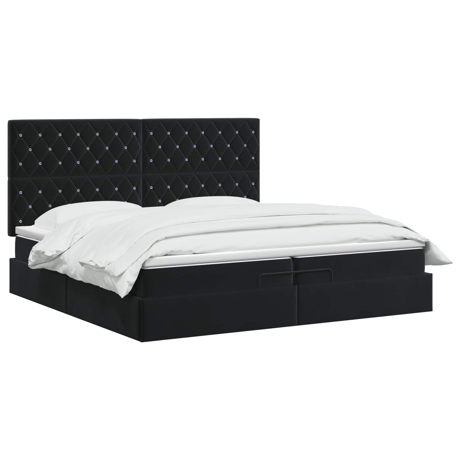 Κρεβάτι Ottoman με στρώμα Μαύρο 200 x 200 cm Βελούδο - Pakobazaar