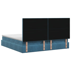 Κρεβάτι Ottoman με στρώμα Σκούρο Μπλε 200 x 200 cm Βελούδο