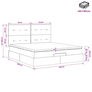 Κρεβάτι Ottoman με στρώμα Σκούρο Πράσινο 140 x 190 cm Βελούδο