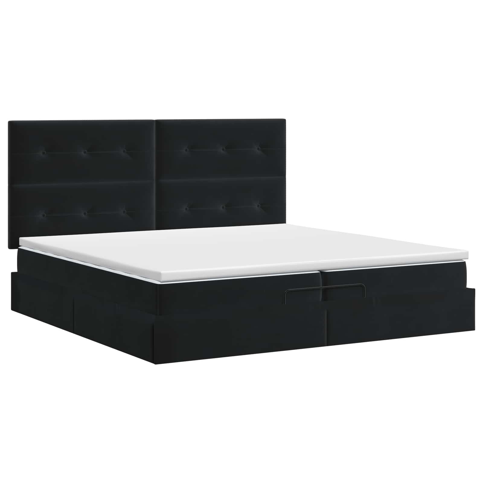 Κρεβάτι Ottoman με στρώμα Μαύρο 200 x 200 cm Βελούδο
