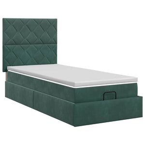 Κρεβάτι Ottoman με στρώμα Σκούρο Πράσινο 90 x 190 cm Βελούδο