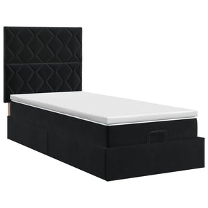 Κρεβάτι Ottoman με στρώμα Μαύρο 100 x 200 cm Βελούδο - Pakobazaar