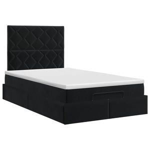 Κρεβάτι Ottoman με στρώμα Μαύρο 120 x 200 cm Βελούδο