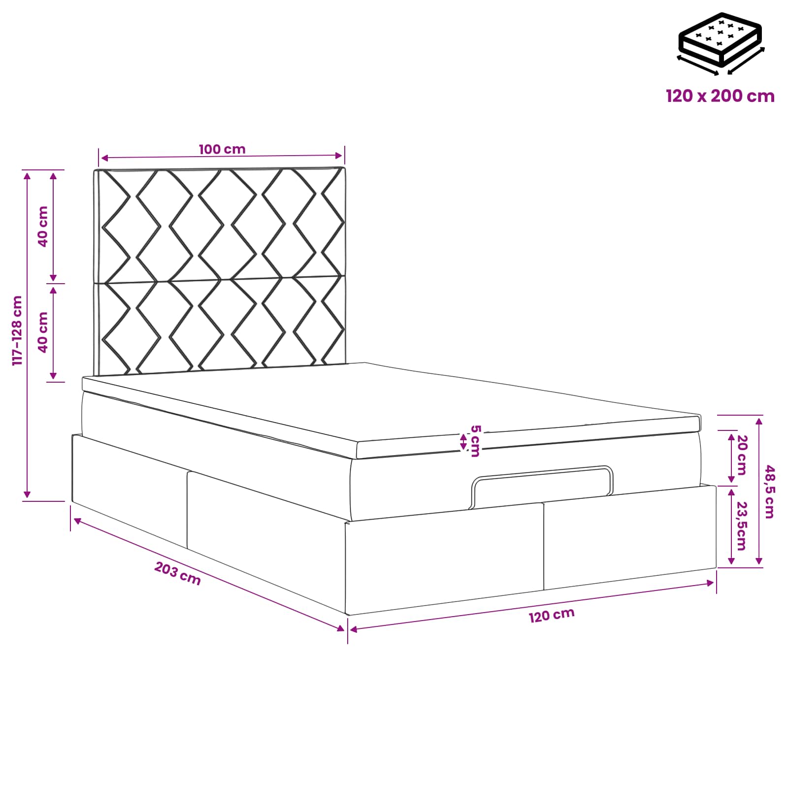Κρεβάτι Ottoman με στρώμα Σκούρο Πράσινο 120 x 200 cm Βελούδο - Pakobazaar