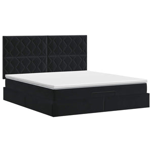 Κρεβάτι Ottoman με στρώμα Μαύρο 160 x 200 cm Βελούδο - Pakobazaar