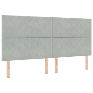 Κρεβάτι Ottoman με στρώμα Ανοιχτό γκρι 200 x 200 cm Βελούδο