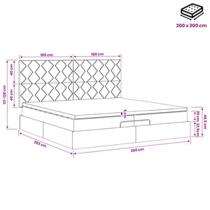 Κρεβάτι Ottoman με στρώμα Ανοιχτό γκρι 200 x 200 cm Βελούδο