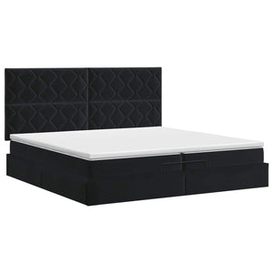 Κρεβάτι Ottoman με στρώμα Μαύρο 200 x 200 cm Βελούδο - Pakobazaar