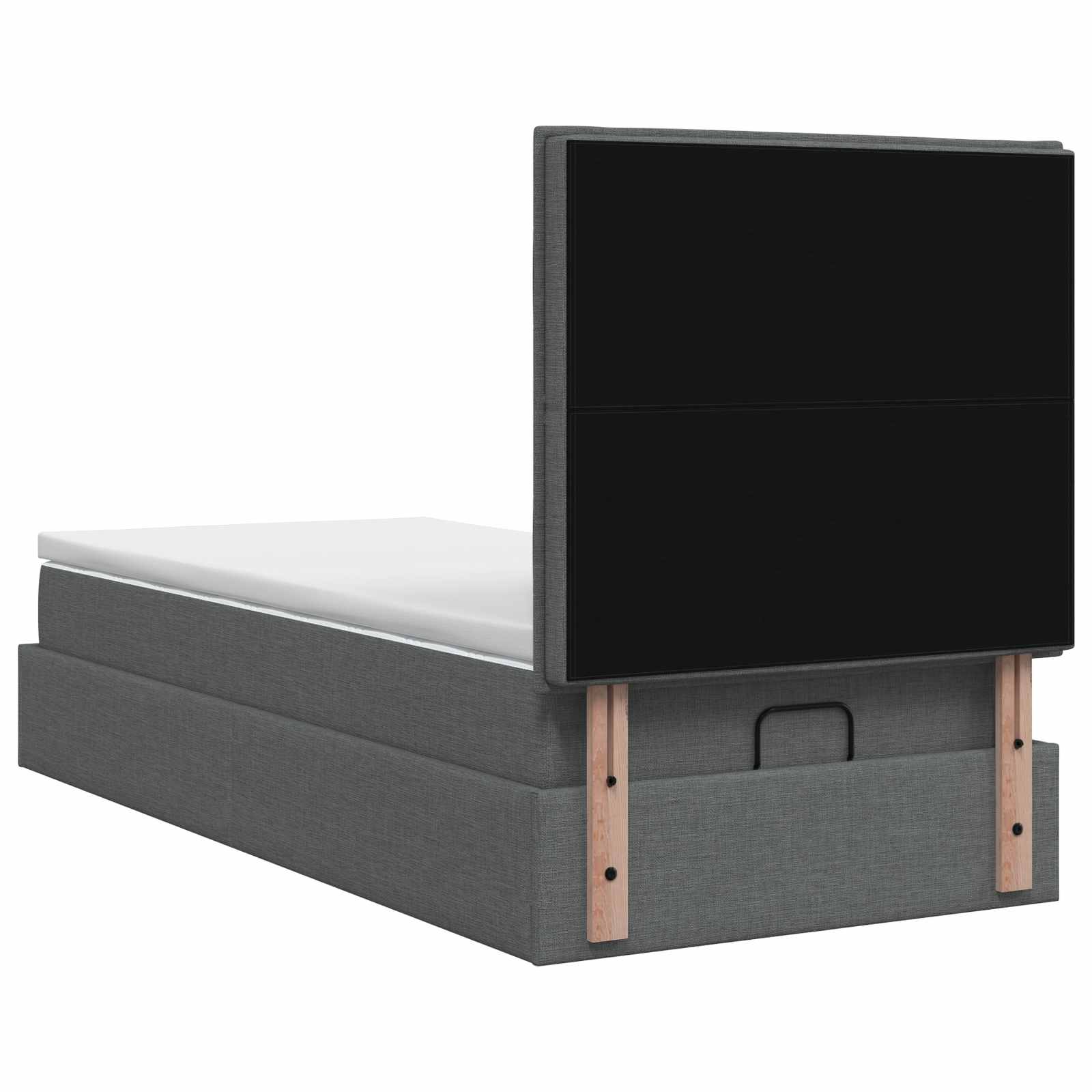 Κρεβάτι Ottoman με Στρώμα και LED Σκούρο Γκρι 90 x 190 cm