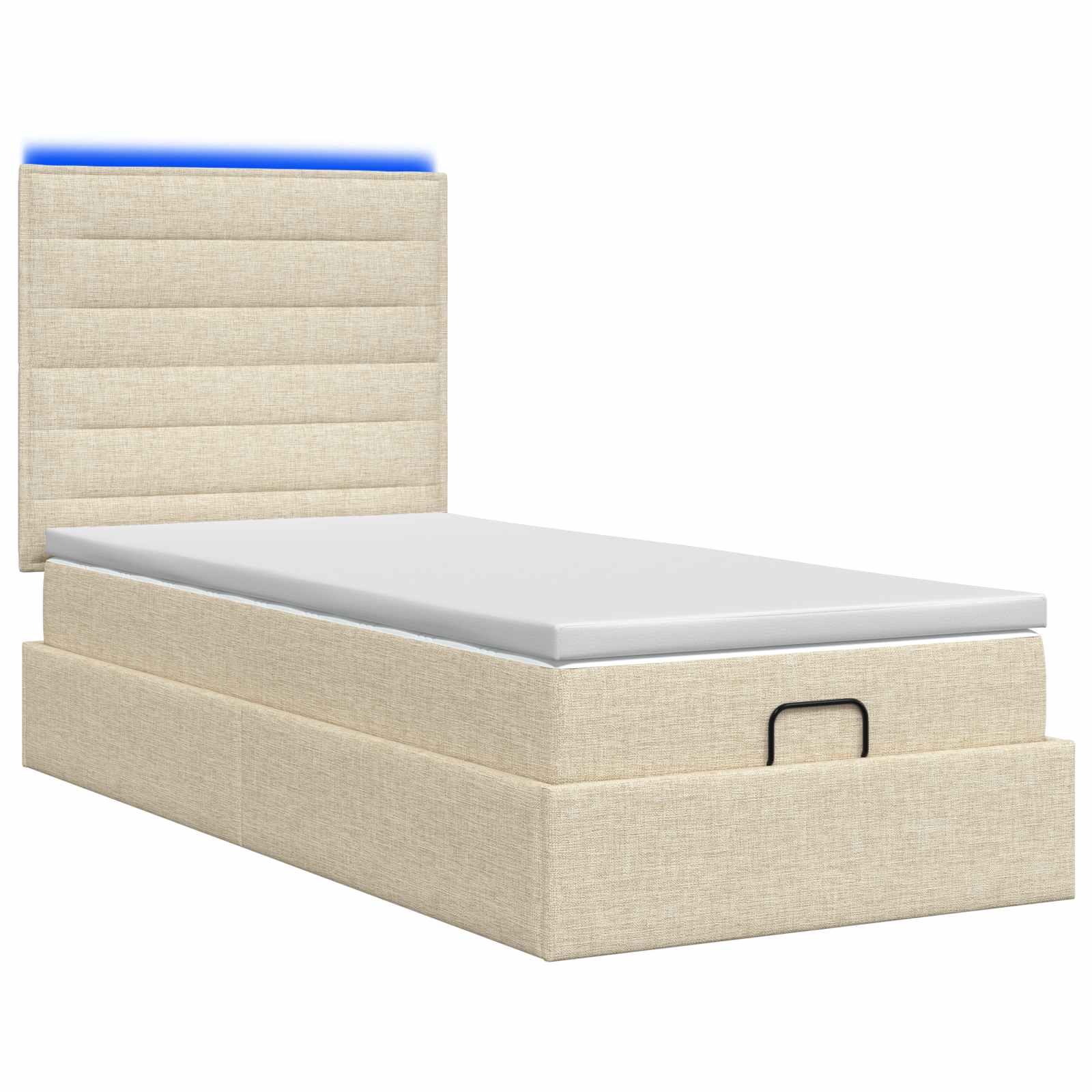 Κρεβάτι Ottoman με Στρώμα και LED Κρεμ 90 x 190 cm Ύφασμα - Pakobazaar
