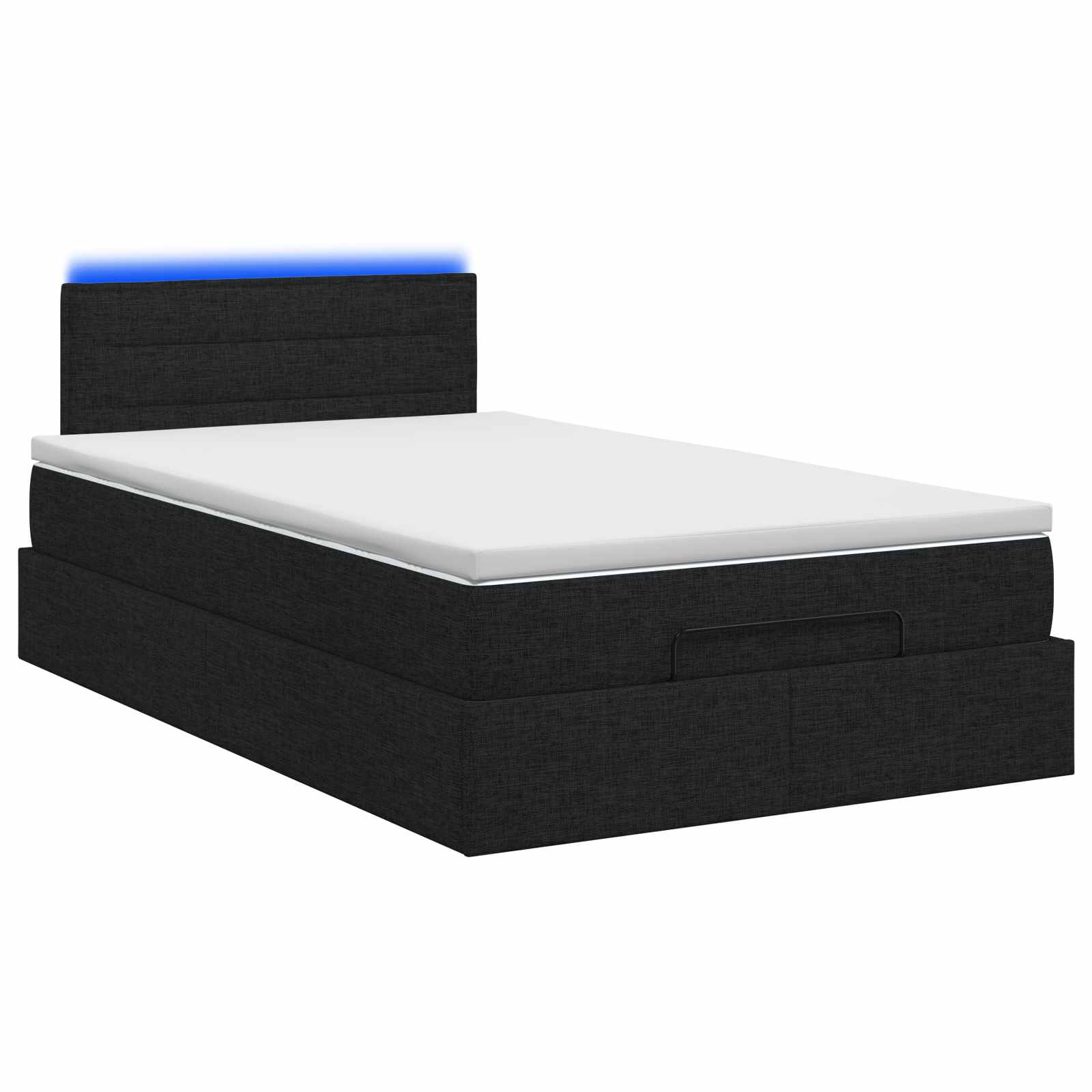 Κρεβάτι Ottoman με Στρώμα και LED Μαύρο 120 x 190 cm Ύφασμα