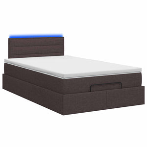 Κρεβάτι Ottoman με Στρώμα και LED Σκούρο Καφέ 120 x 190 cm - Pakobazaar