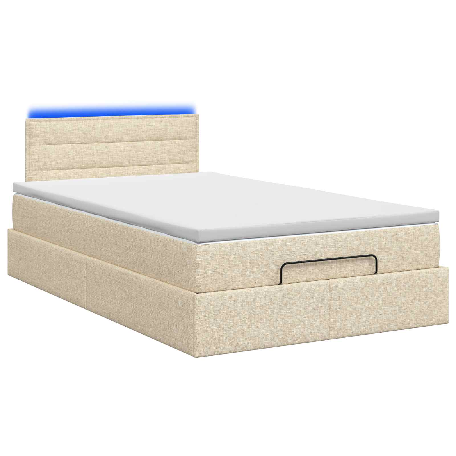 Κρεβάτι Ottoman με Στρώμα και LED Κρεμ 120 x 190 cm Ύφασμα - Pakobazaar