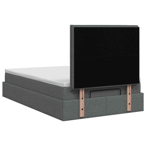 Κρεβάτι Ottoman με Στρώμα και LED Σκούρο Γκρι 120 x 200 cm - Pakobazaar