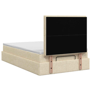 Κρεβάτι Ottoman με Στρώμα και LED Κρεμ 120 x 200 cm Ύφασμα - Pakobazaar