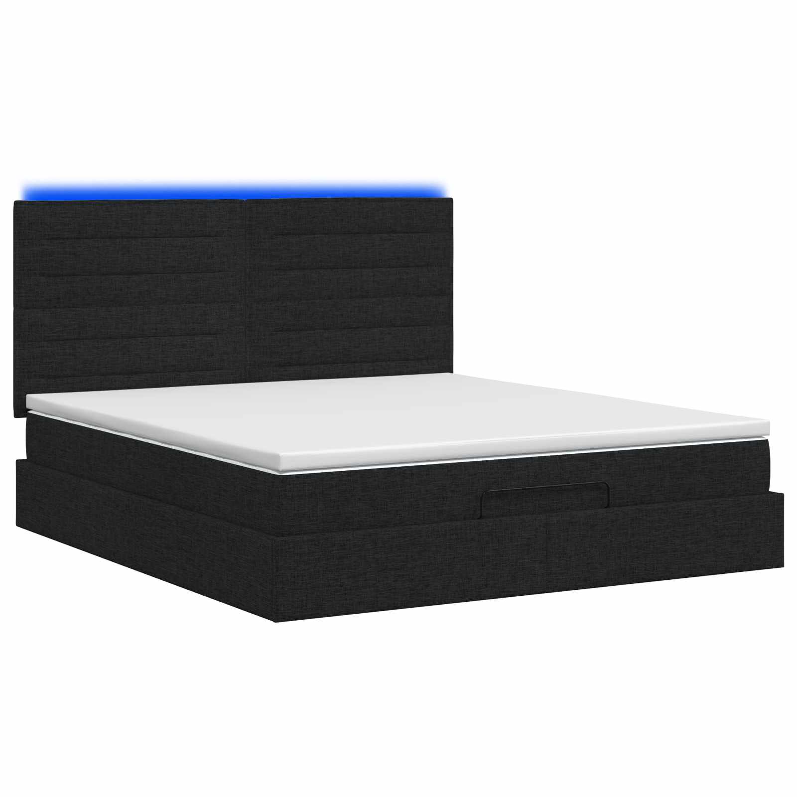 Κρεβάτι Ottoman με Στρώμα και LED Μαύρο 140 x 200 cm Ύφασμα - Pakobazaar