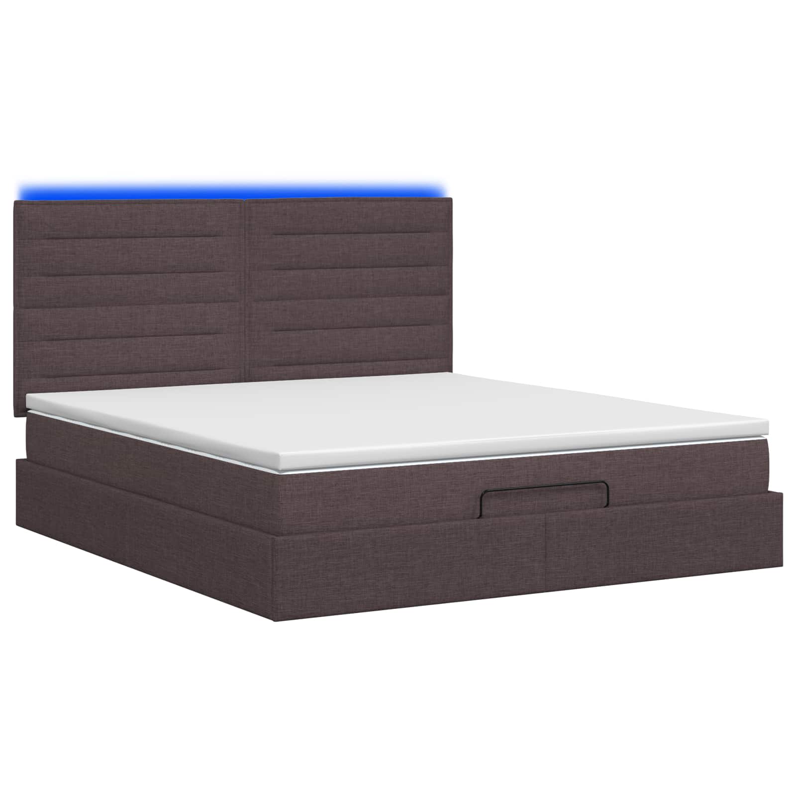 Κρεβάτι Ottoman με Στρώμα και LED Σκούρο Καφέ 140 x 200 cm