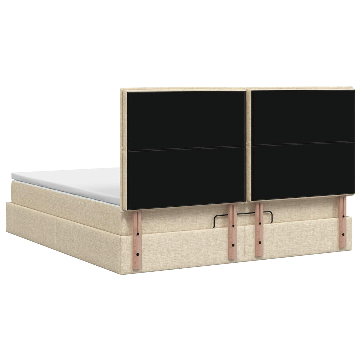 Κρεβάτι Ottoman με Στρώμα και LED Κρεμ 160 x 200 cm Ύφασμα