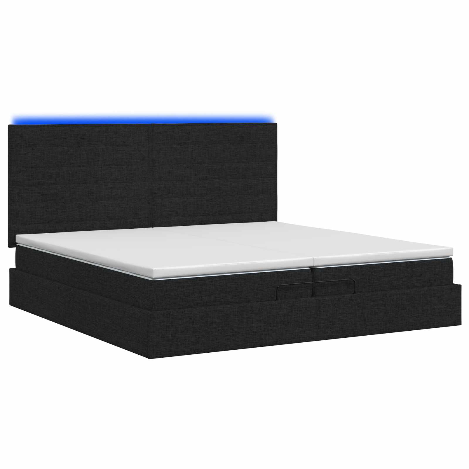 Κρεβάτι Ottoman με Στρώμα και LED Μαύρο 200 x 200 cm Ύφασμα - Pakobazaar