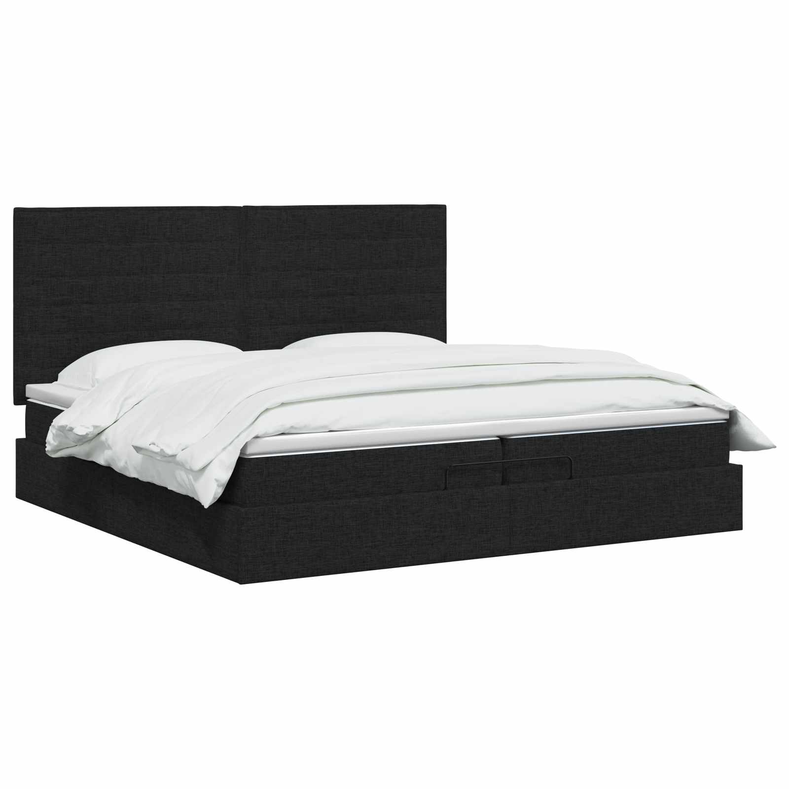 Κρεβάτι Ottoman με Στρώμα και LED Μαύρο 200 x 200 cm Ύφασμα - Pakobazaar