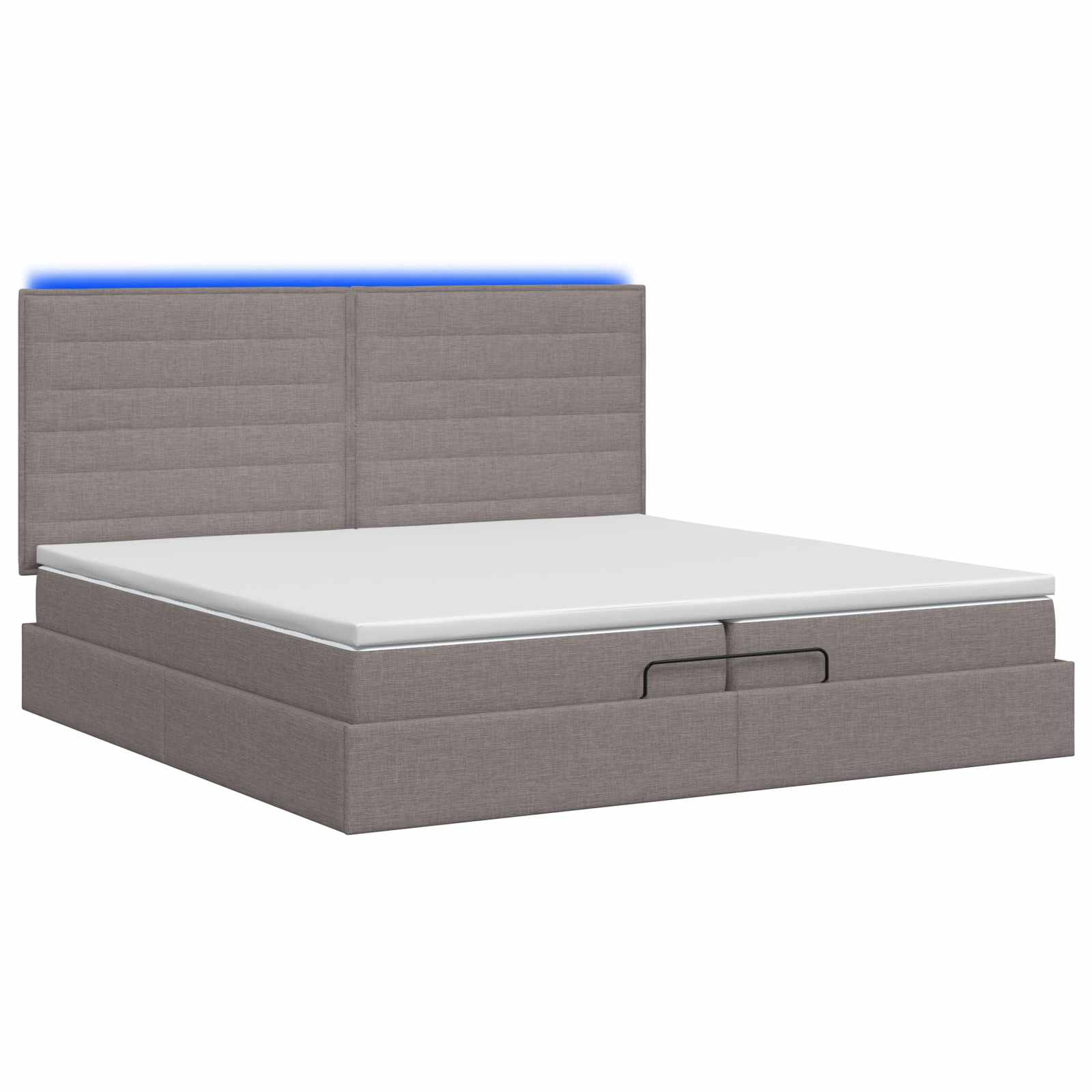 Κρεβάτι Ottoman με Στρώμα και LED Taupe 200 x 200 cm Ύφασμα - Pakobazaar