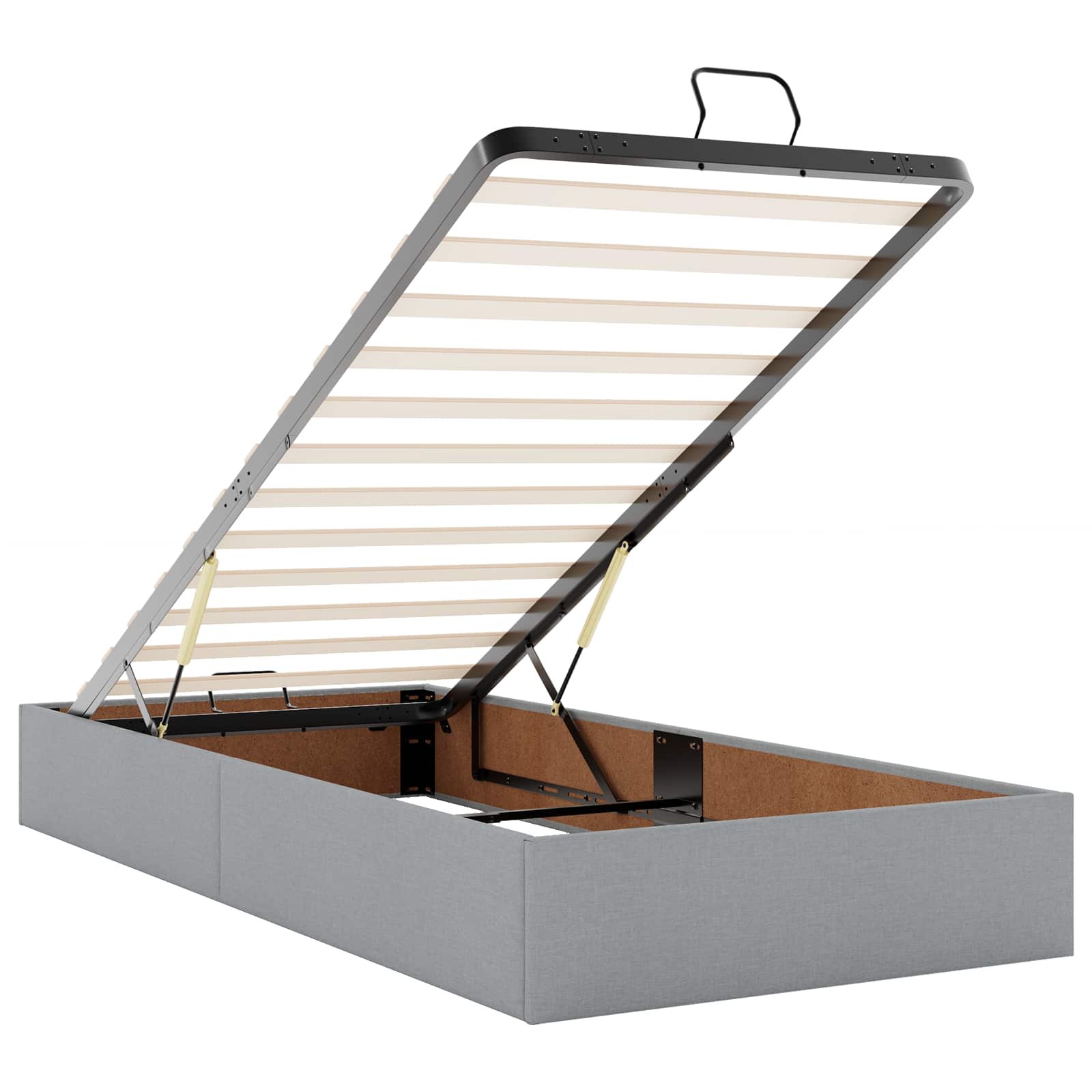 Κρεβάτι Ottoman με Στρώμα και LED Ανοιχτό γκρι 100 x 200 cm - Pakobazaar