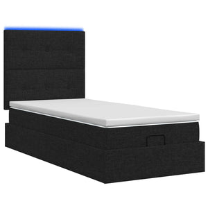 Κρεβάτι Ottoman με Στρώμα και LED Μαύρο 100 x 200 cm Ύφασμα - Pakobazaar