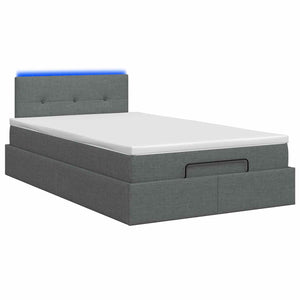 Κρεβάτι Ottoman με Στρώμα και LED Σκούρο Γκρι 120 x 190 cm - Pakobazaar