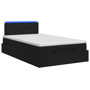 Κρεβάτι Ottoman με Στρώμα και LED Μαύρο 120 x 190 cm Ύφασμα - Pakobazaar