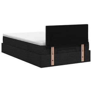 Κρεβάτι Ottoman με Στρώμα και LED Μαύρο 120 x 190 cm Ύφασμα - Pakobazaar