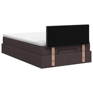 Κρεβάτι Ottoman με Στρώμα και LED Σκούρο Καφέ 120 x 190 cm - Pakobazaar