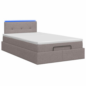 Κρεβάτι Ottoman με Στρώμα και LED Taupe 120 x 190 cm Ύφασμα