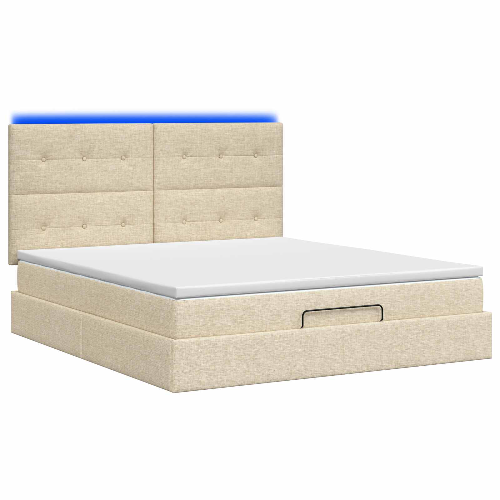 Κρεβάτι Ottoman με Στρώμα και LED Κρεμ 140 x 190 cm Ύφασμα - Pakobazaar