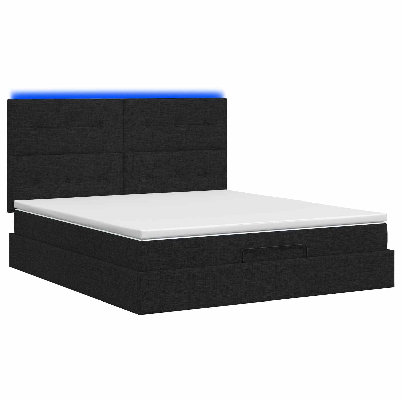 Κρεβάτι Ottoman με Στρώμα και LED Μαύρο 140 x 200 cm Ύφασμα