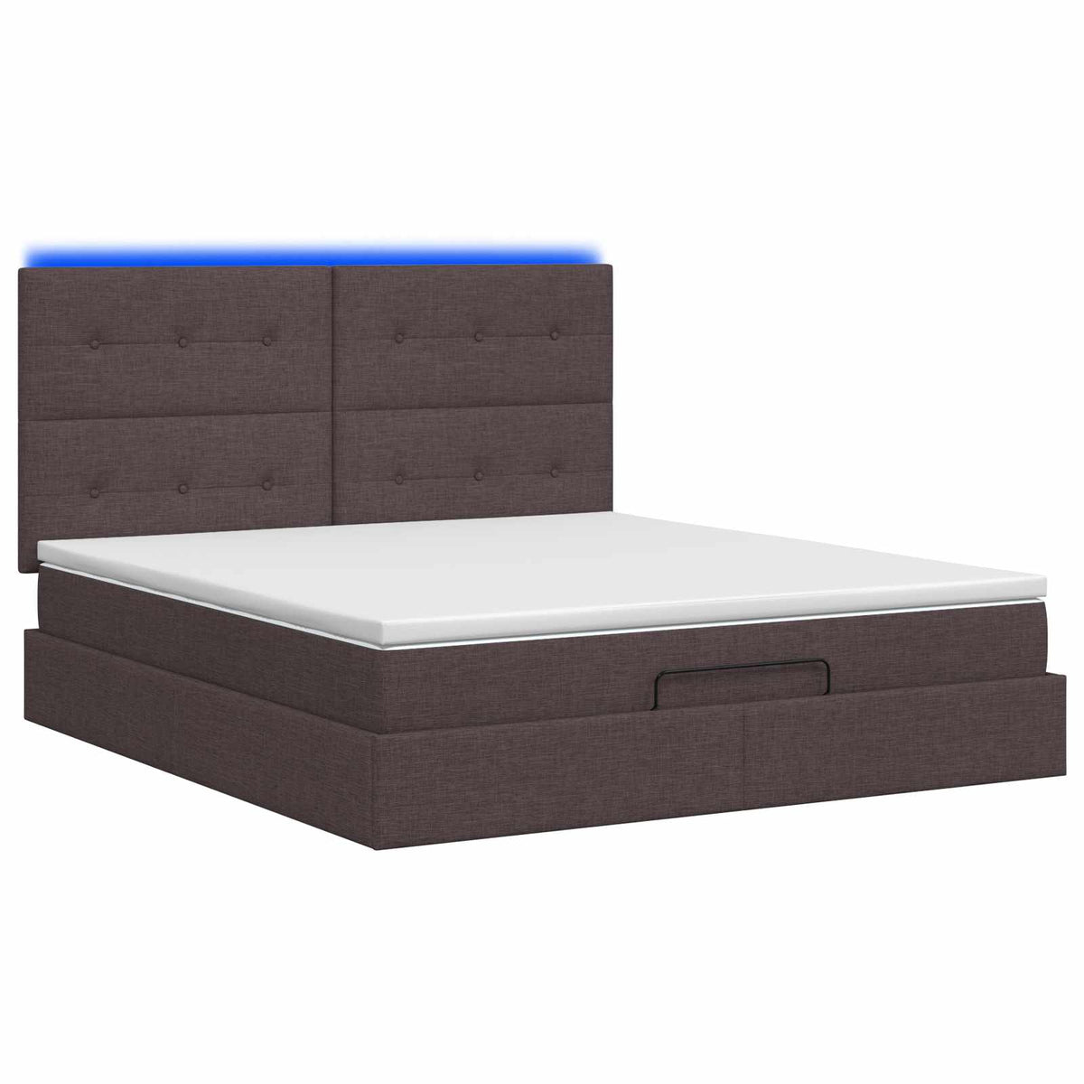 Κρεβάτι Ottoman με Στρώμα και LED Σκούρο Καφέ 180 x 200 cm - Pakobazaar