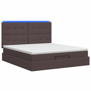 Κρεβάτι Ottoman με Στρώμα και LED Σκούρο Καφέ 180 x 200 cm - Pakobazaar