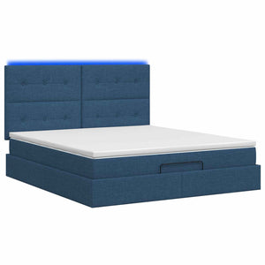 Κρεβάτι Ottoman με Στρώμα και LED Μπλε 180 x 200 cm Ύφασμα - Pakobazaar