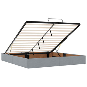 Κρεβάτι Ottoman με Στρώμα και LED Ανοιχτό γκρι 200 x 200 cm